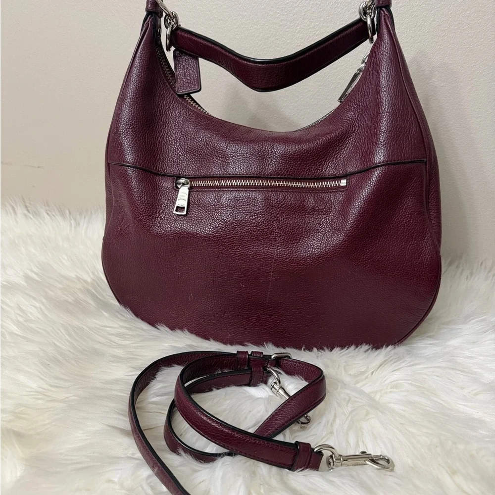 Coach #F38259 Deep Red Leather Hobo Bag